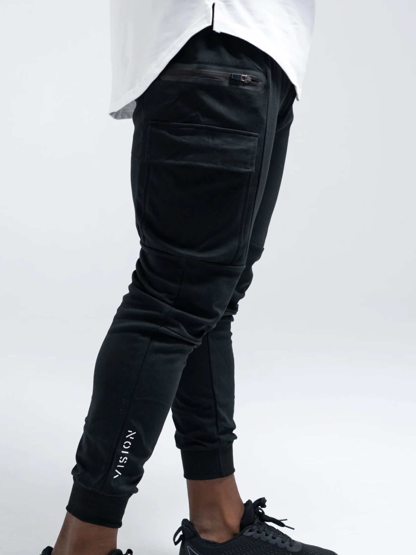 CARGO TRACK PANTS - BLACK image 3